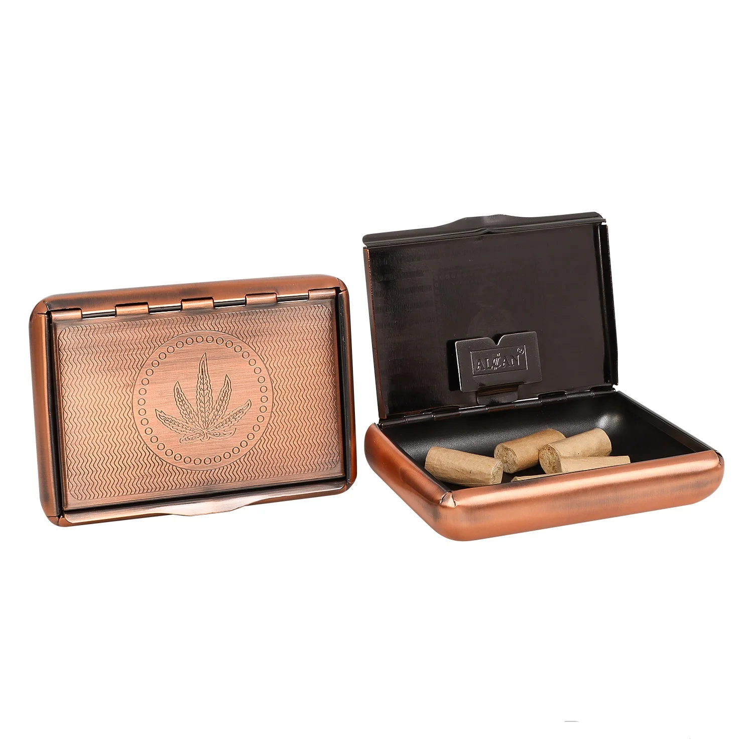 Wholesale Best-Selling Tin Cigarette Box with 6 Designs Antique Copper Design Cigarette Storage Box Tobacco Box