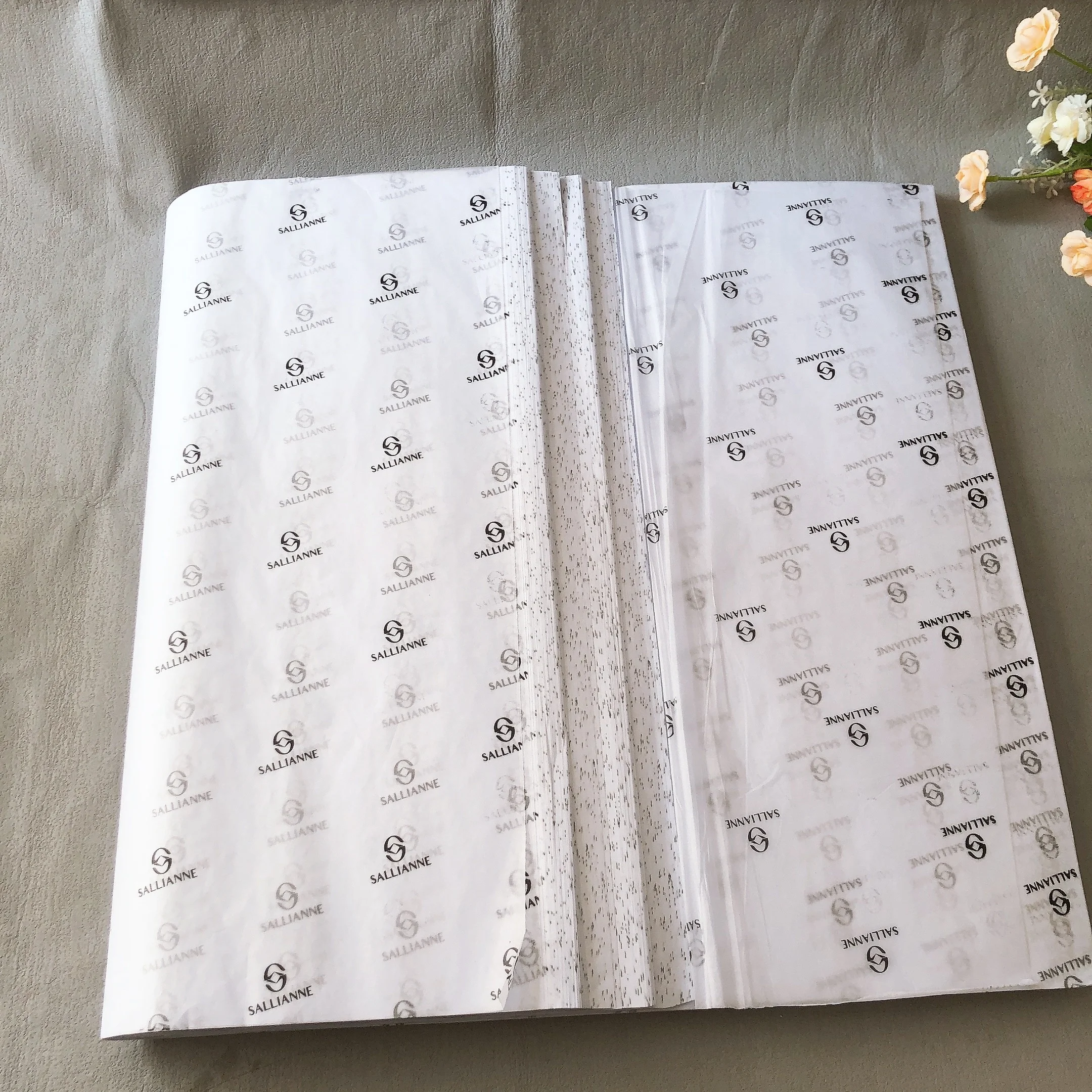 Custom printing white colored gift wrapping thin tissue paper with logo
