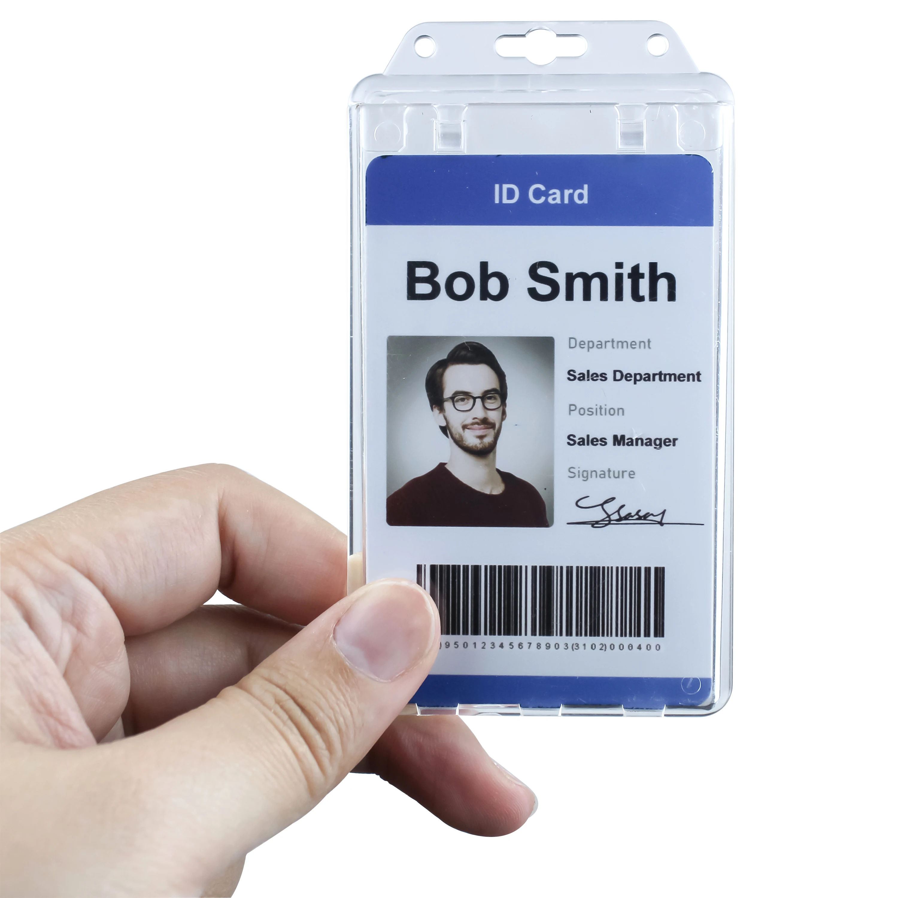 Bestom Fashionable Clear Vertical Hard ABS Plastic Card Holder Waterproof Business Card Holder with Lock for Nurses Accessories