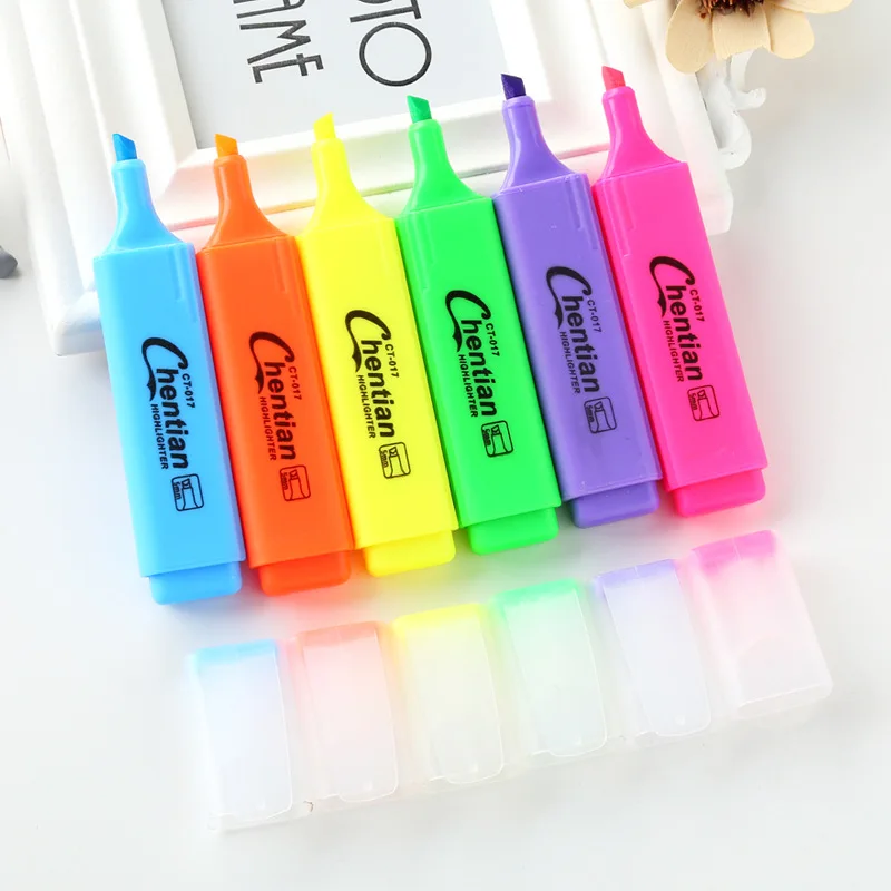 Large storage oblique head highlighter pen student gifts colorful book sentence reading marker pen wholesale