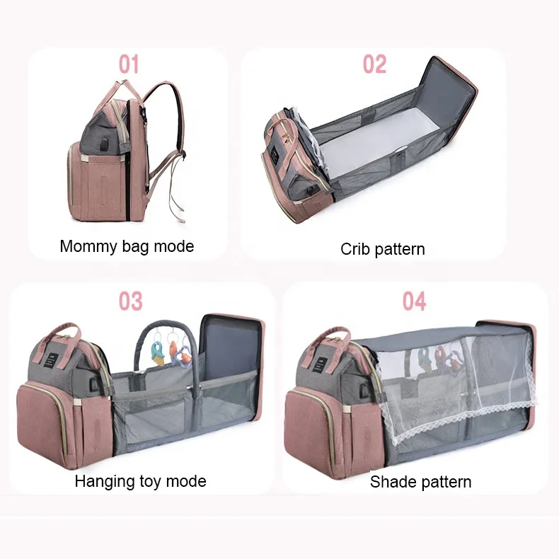 Sympathybag Customized Factory Mummy Backpack Diaper Bag Multifunction Mosquito Net with Changing Station for Babies