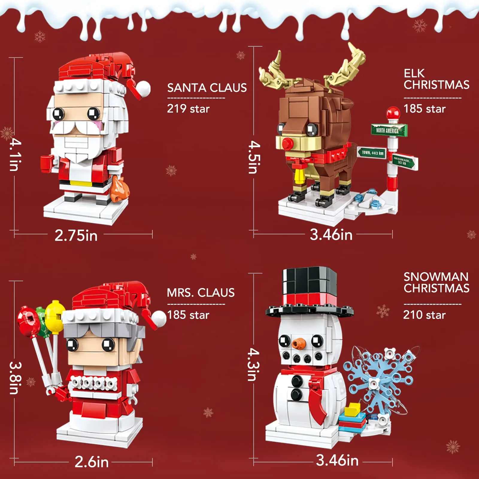 Christmas Building Sets  Hot Selling Mini Assembly Xmas Santa Christmas Figures Set Building Blocks Toys