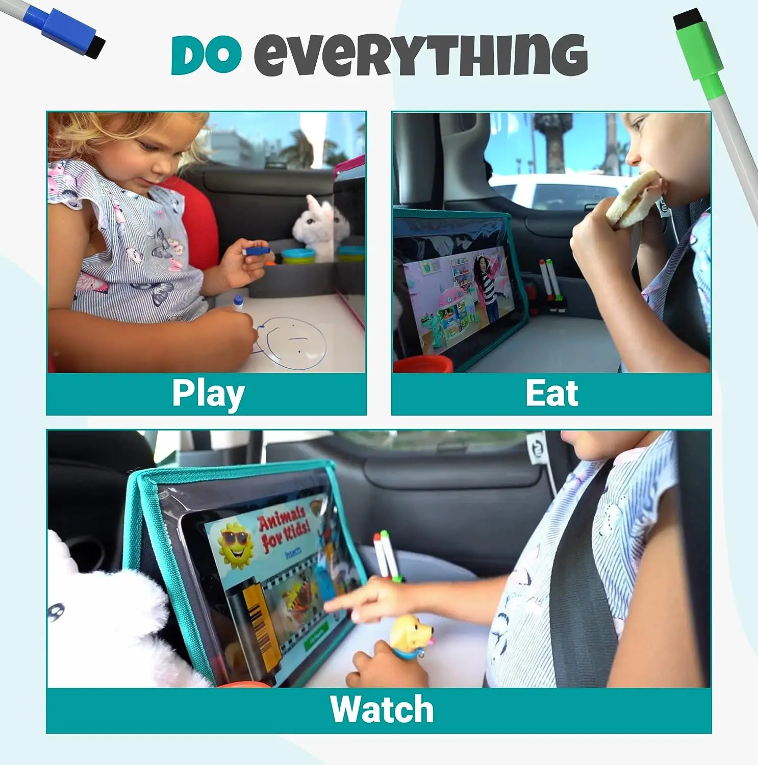 Best Design Kids Travel Tray Car Seat Organizer Lap Table Activity Snack And Play Travel Tray For Children Car Back Seat Tray