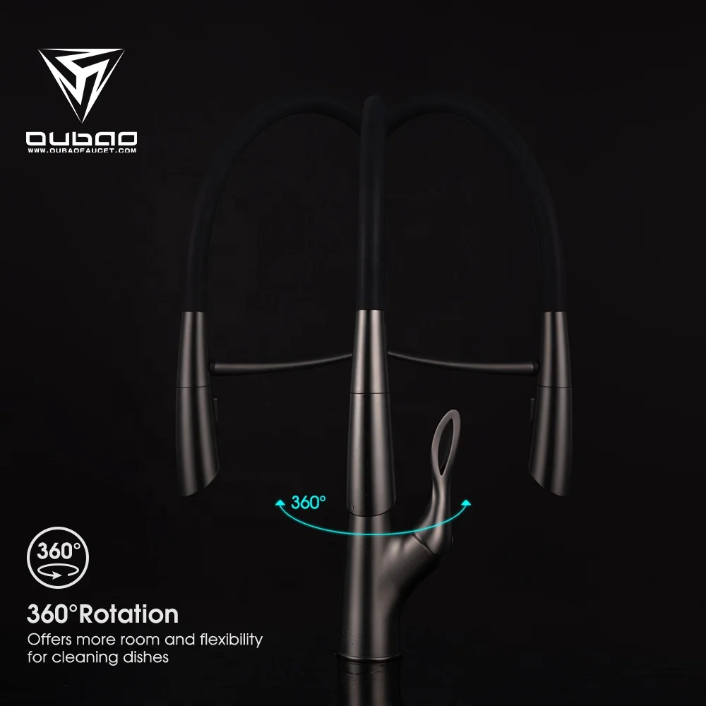 China Single Handle Gun Gray Hot And Cold Pull Out Two Ways Wash Sink Mixer Tap Black Silicon Hose Flexible Kitchen Faucet