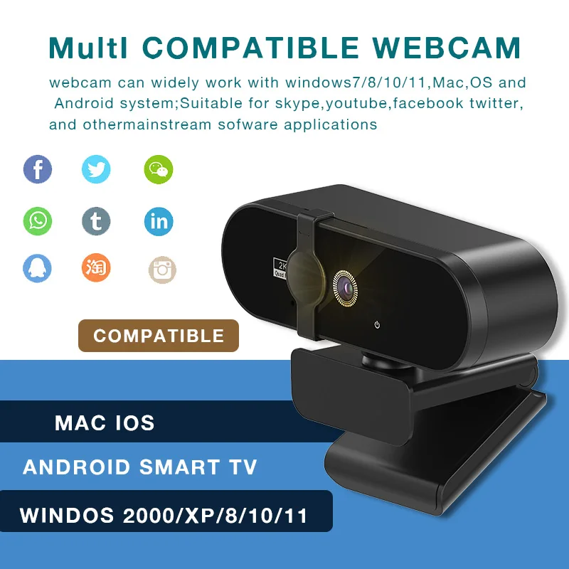 Заводская веб-камера HD 1440P для ПК с микрофоном Webcom USB