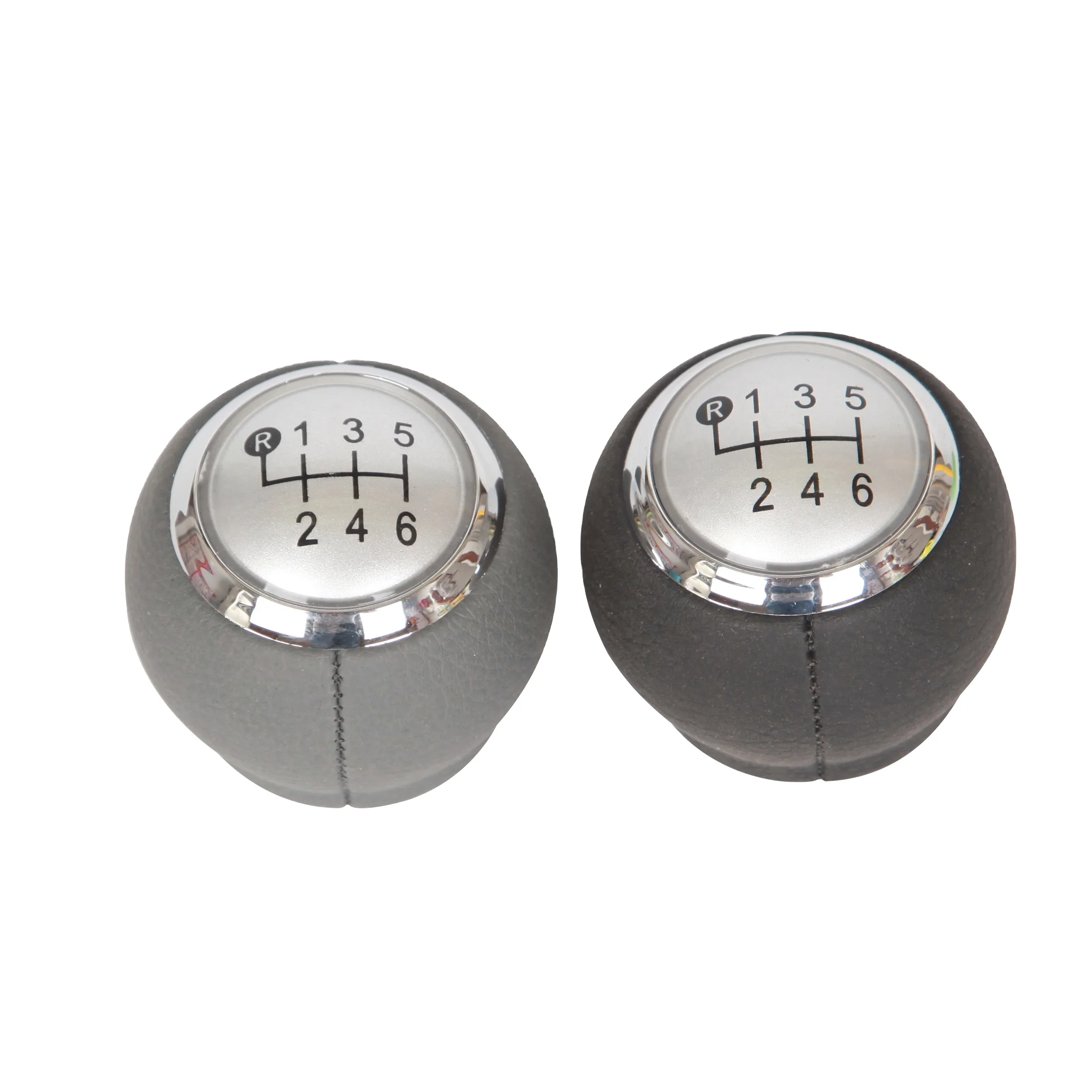 Premium Car Accessories: Genuine Leather 6-Speed Gray/Black Car Gear Shift Knob for Toyota Corolla