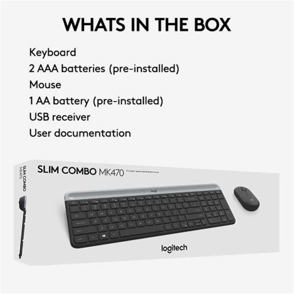 Wholesale Original Logitech MK470 Keyboard And Mouse Set Slim Ultra-Thin Wireless Keyboard Silent 1000DPI Optical Mouse