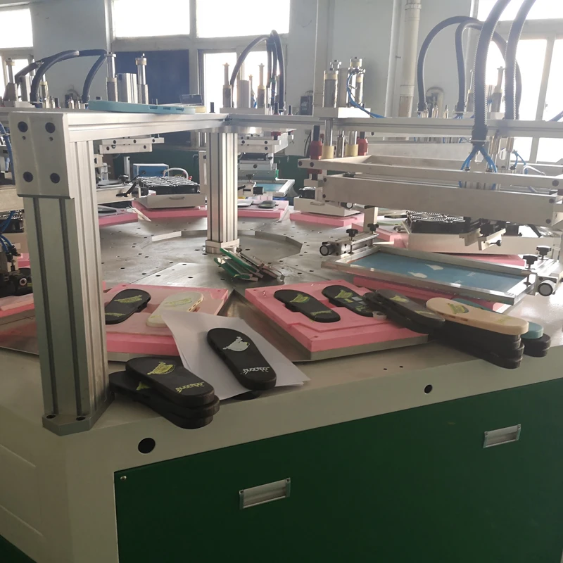 Automatic Shoes Slipper Screen Printing Machine for Sale 4 Color Silkscreen Print Machine For Shoe Sole