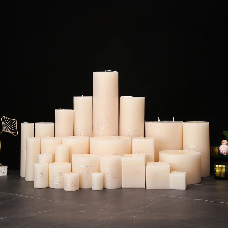 Smokeless Ivory white Pillar Candles Household Candles for Praying Smokeless Candle Modern Home Decoration