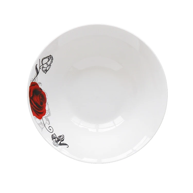 Sustainable Modern Design round Soup Bowl High Quality Ceramic Customized Rose Pattern Safe Household