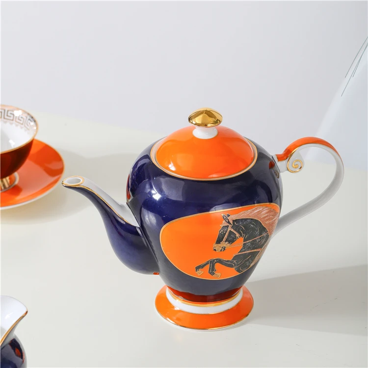 JIABAIEN Royal style 15pcs bone China tea set horse decal colorful design teapot tea cup set custom ceramic coffee set for gift.jpg
