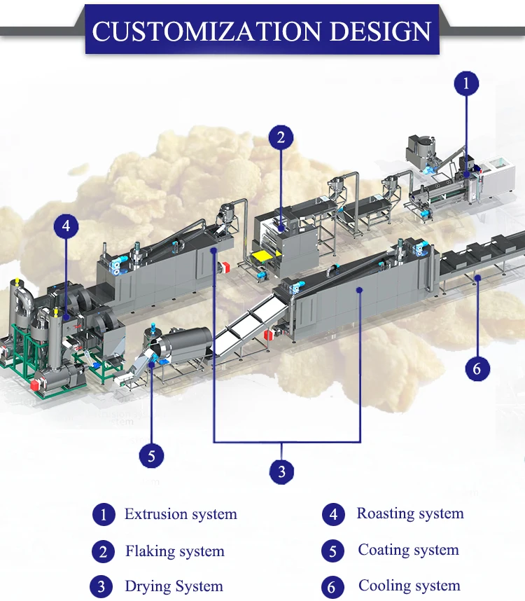 Double Screw Extruder Food Equipment Automatic Breakfast Cereals Production Line