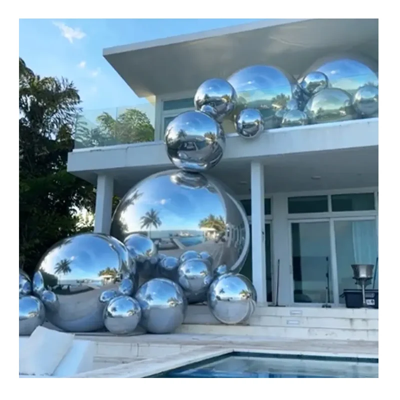 giant inflatable silver ball event decor outdoor floating large pvc balloon reflective spheres silver inflatable mirror ball