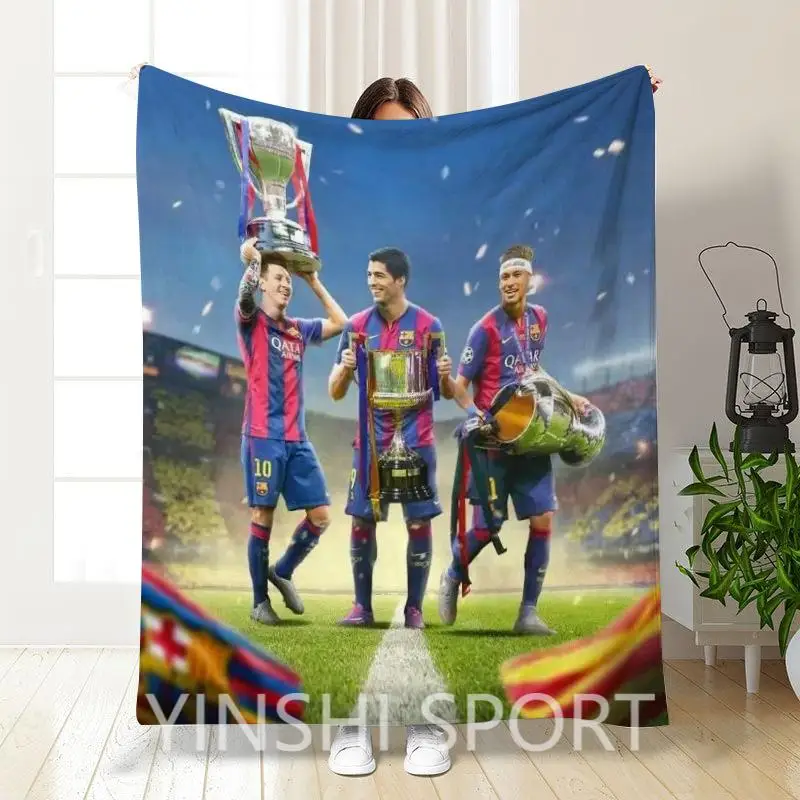 Newest Customized High Quality Christmas Double Sided Football Star Messi Print Sublimation Flannel Travel Throw Sports Blankets