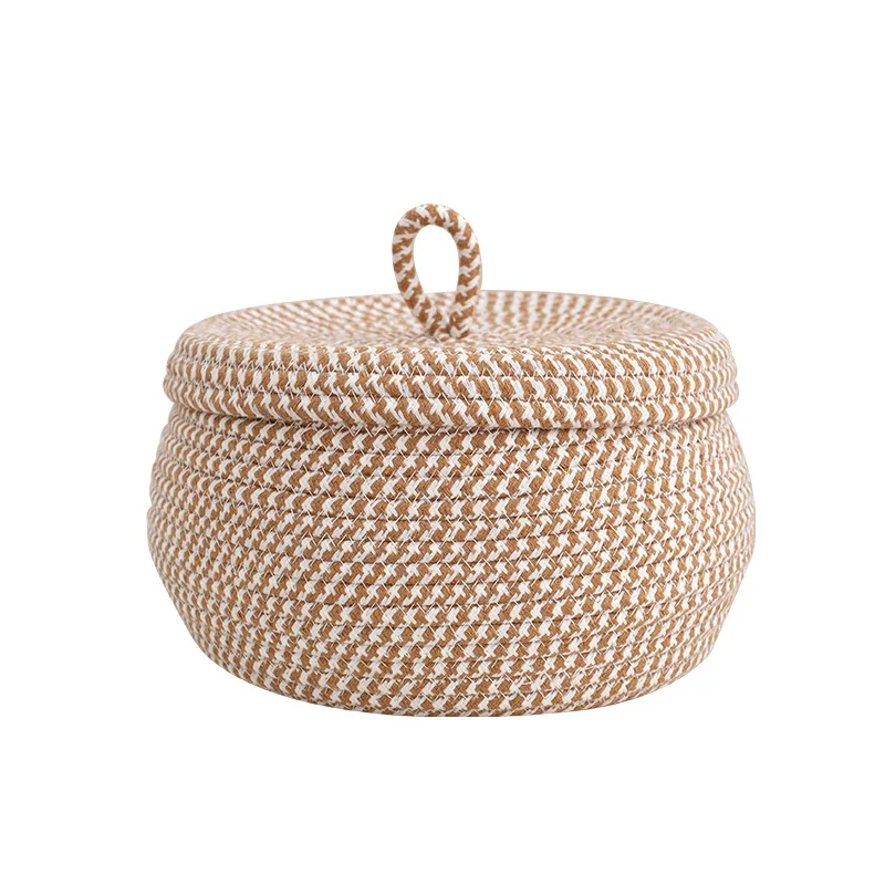 Nuohui Cotton rope covered storage basket, durable round storage basket, snacks, eggs and sundries organizing basket