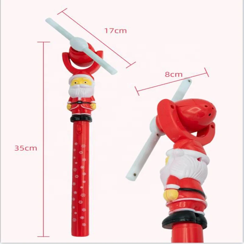 2023  Magic Wand Christmas Party led santa windmill Light Up Toys Led Flashing Spinning Windmill with Music
