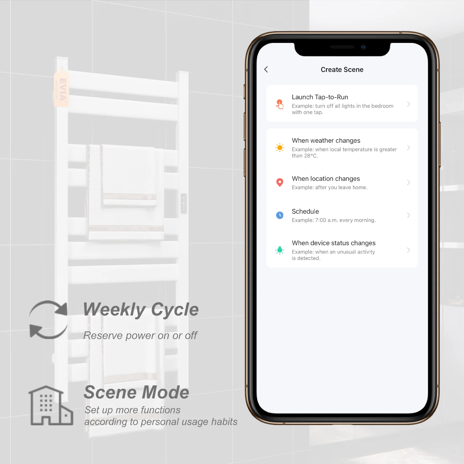 EVIA low noise thermostat customizable colors tuya kitchen disinfection Towel dryer
