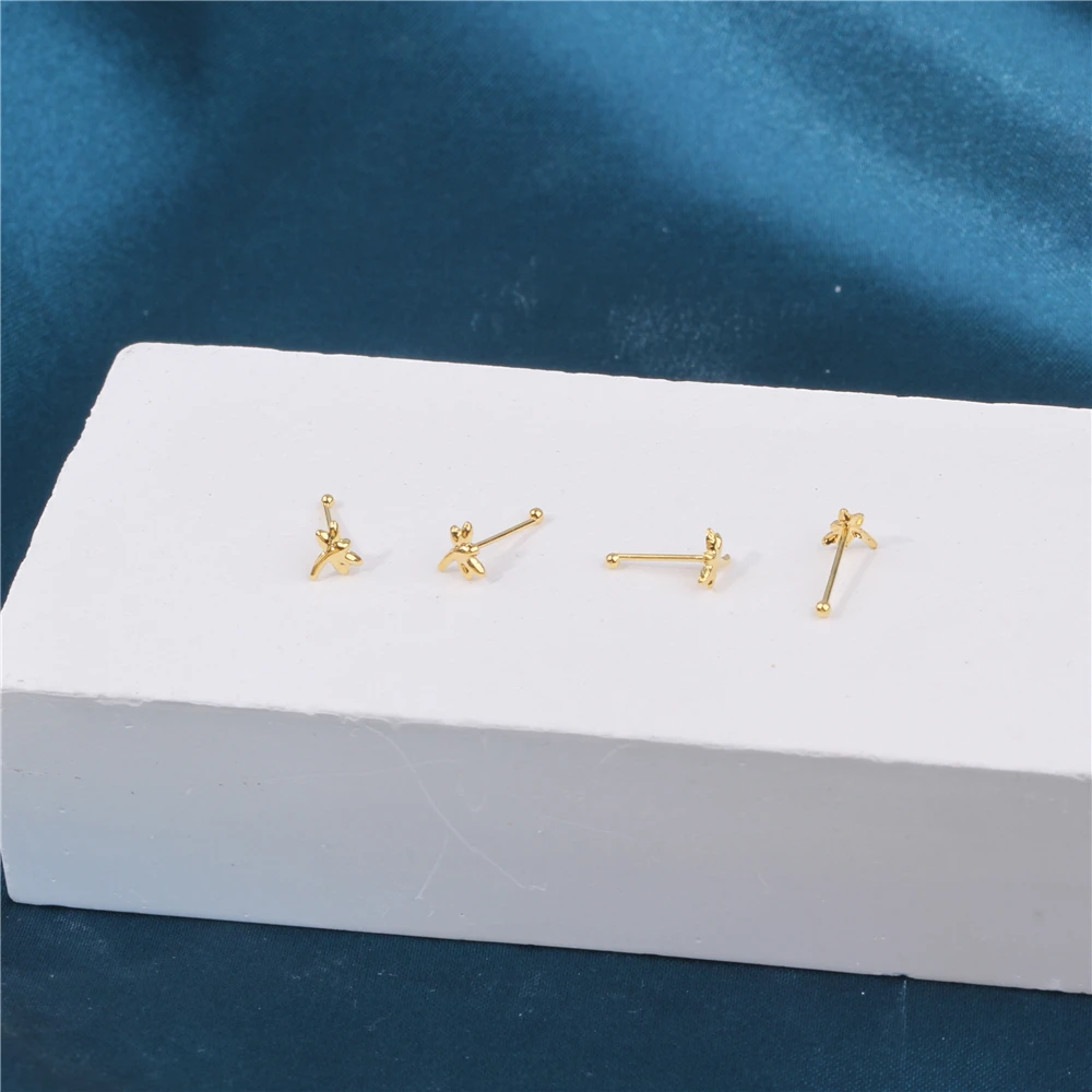 20 PCS Tiny Dragonfly Nose Studs Bendable Soft Ball End Nose Bone Pin Nostril Nose Piercing Boxed Jewelry Wholesale 22G