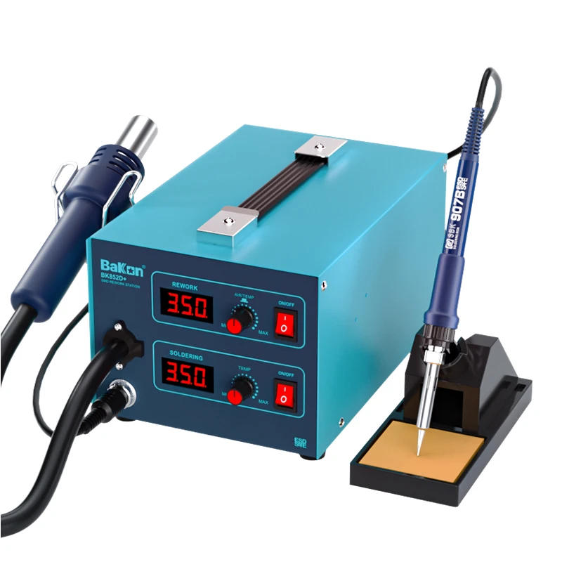 Bakon Ungrade BK852D+ Comprehensive Maintenance Tools Lead Free Soldering Iron Hot Air Gun De-soldering 2 In 1 Rework Station