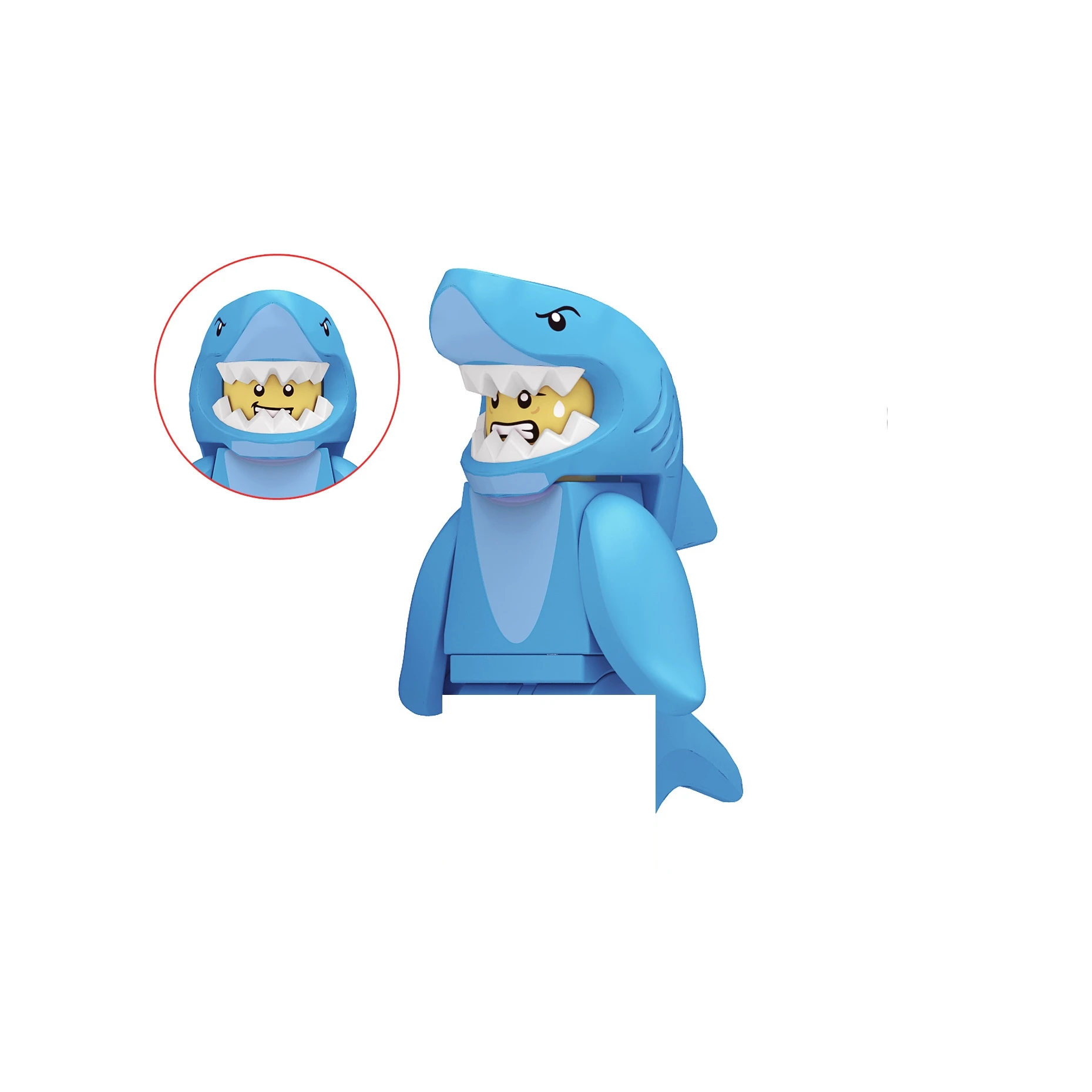 Blue Shark Man pink grey shark Famous Movie character plastic Mini Blocks Building Block Toys boys Kids