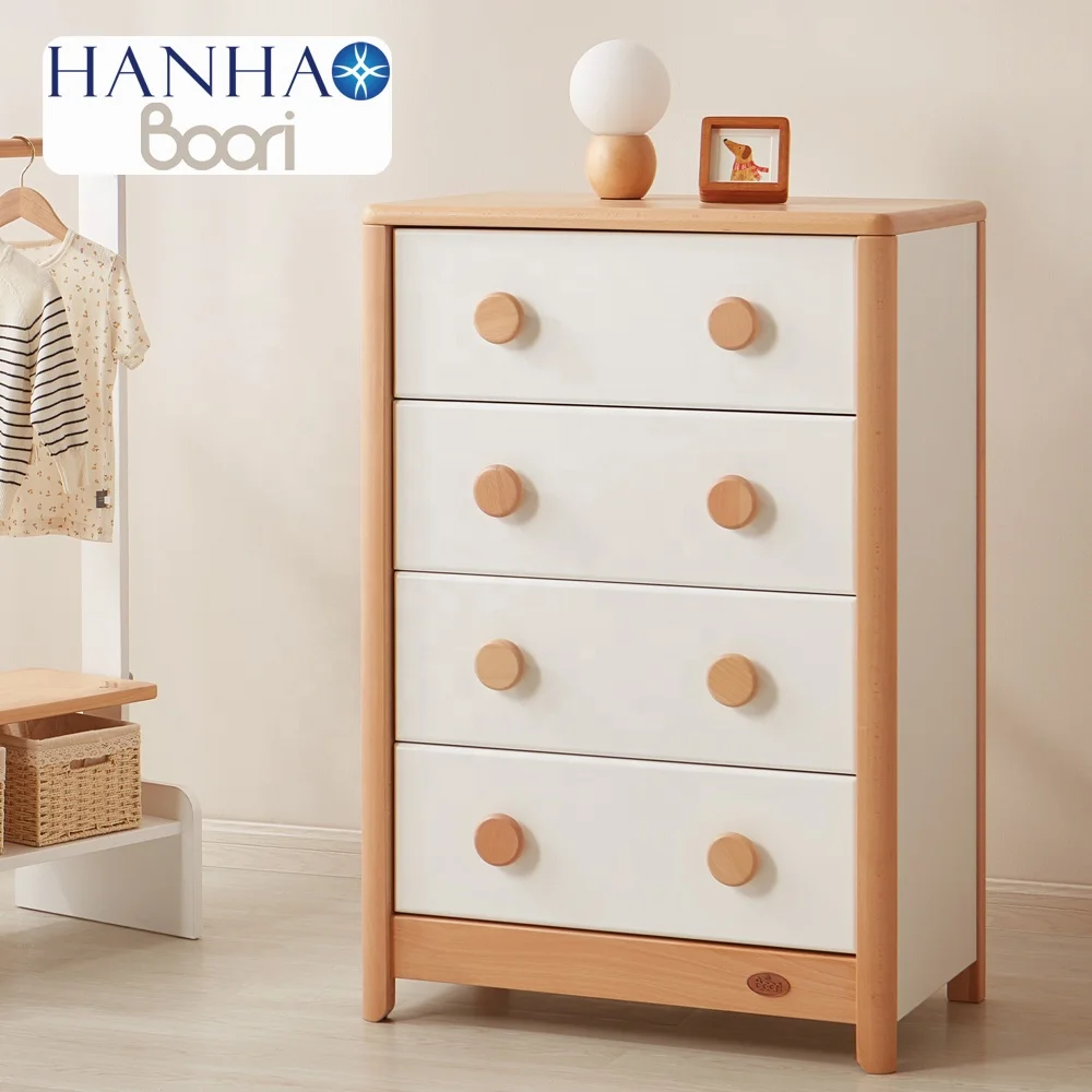 Only B2B Boori Solid Pine Wood Handle 4 Drawer Vertical Filing Storage Cabinet With Many Drawer For Kids