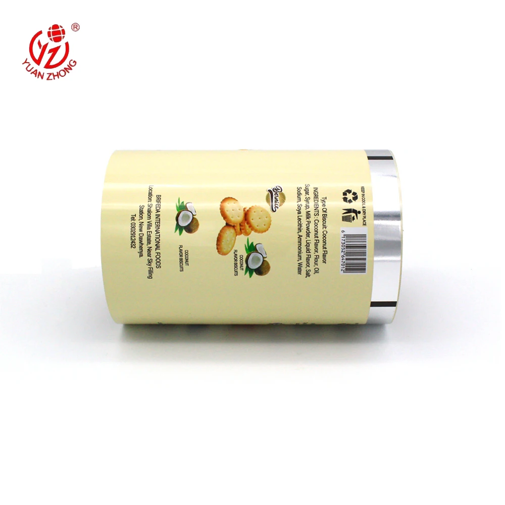 Food grade plastic aluminum laminated film rolls for sachet snack food biscuit packaging