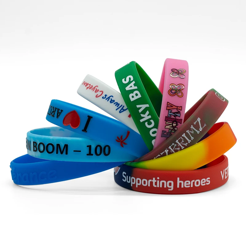 Personalized Ink Injected Wrist Band Rubber Bracelet Custom Logo Silicone Wristband