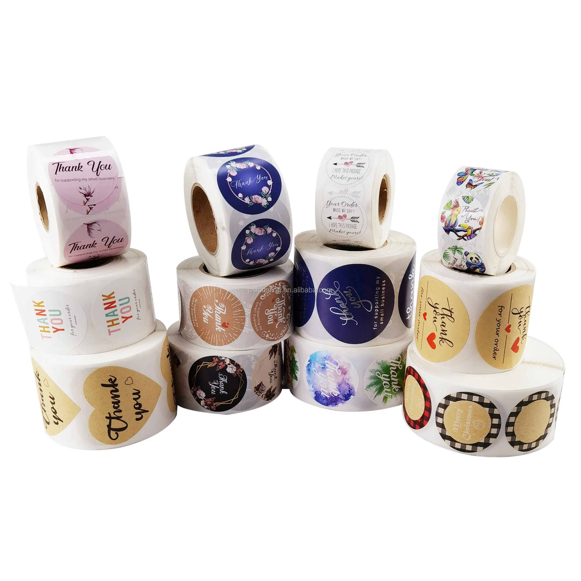Small Business Thank You Stickers, Printing Logo Round Adhesive roll Label Gloss Matte Aesthetic Vinyl Sticker packaging label