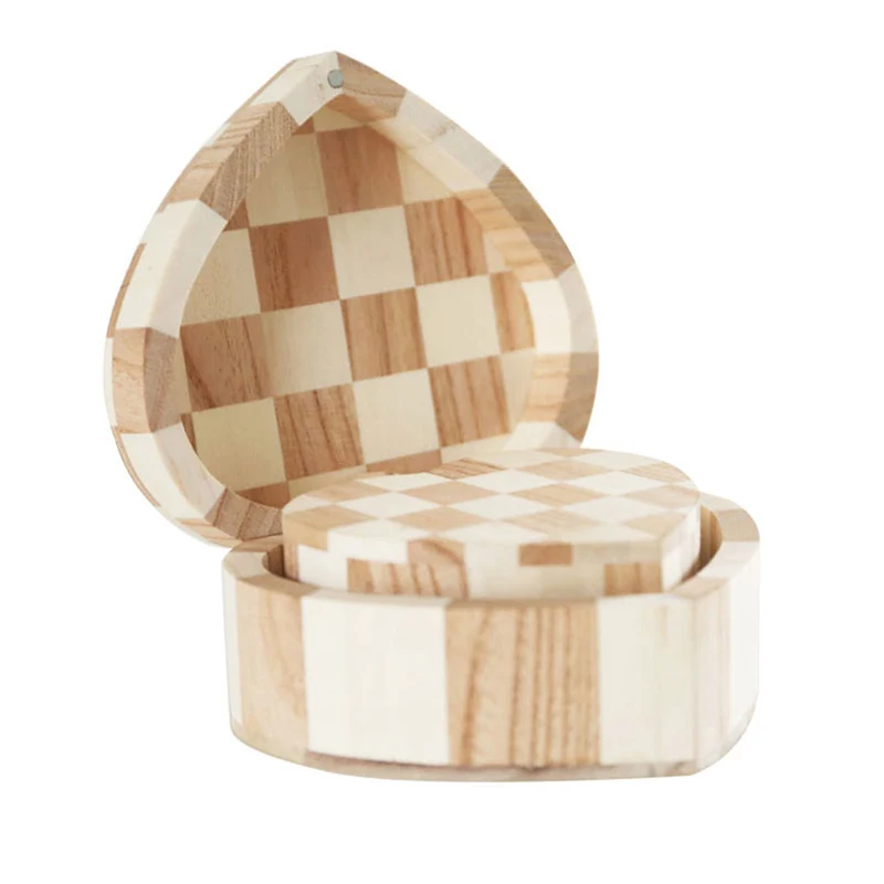 heart shape wooden boxes with hinged lid wood engagement ring gift box