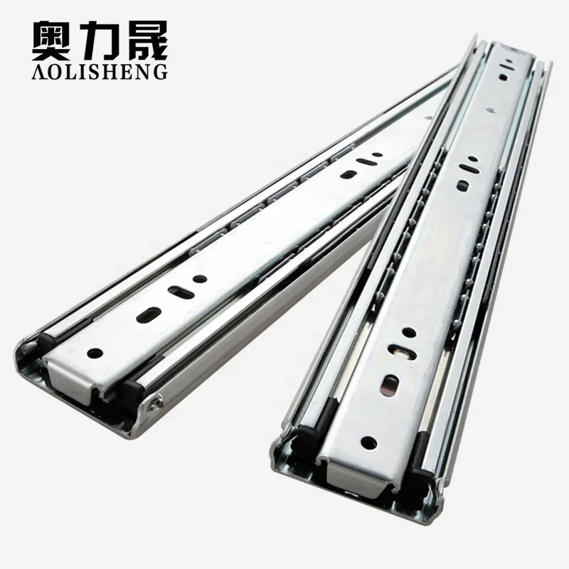 AOLISHENG 3 складки Полный Расширение Heavy Duty шарикоподшипник Телескопический ящик канала мебель Кабинета слайд железнодорожных