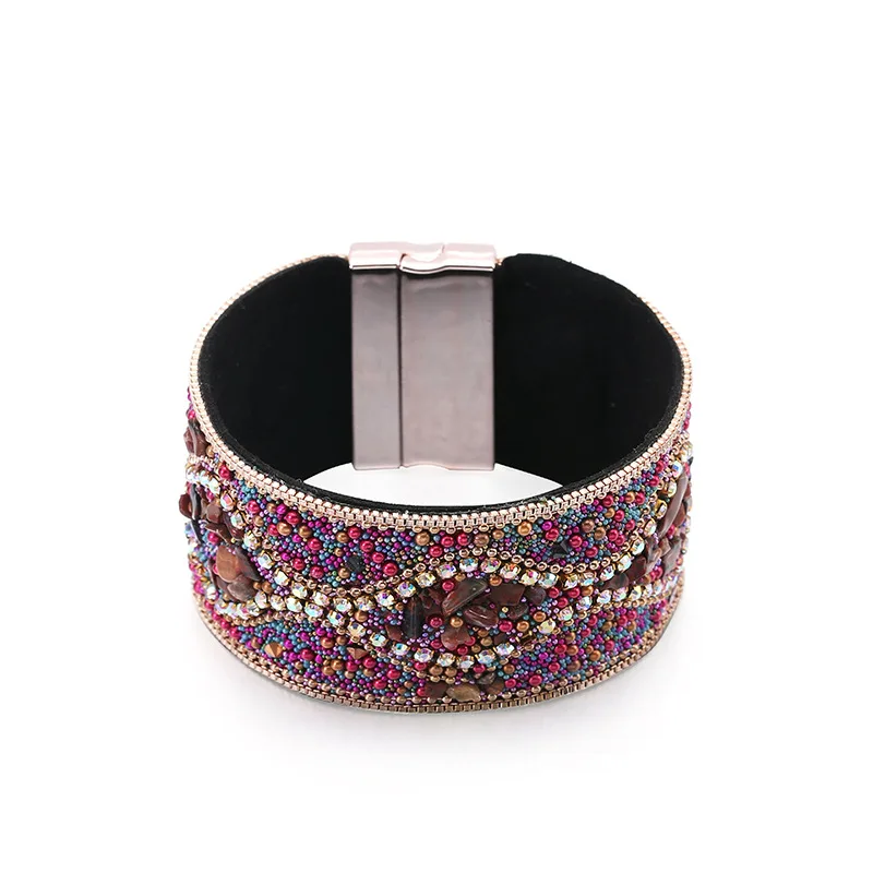  Новинка 2019 модный браслет в стиле барокко кожаные украшения оптовая продажа Лидер продаж женский с бусинами и кристаллами богемном