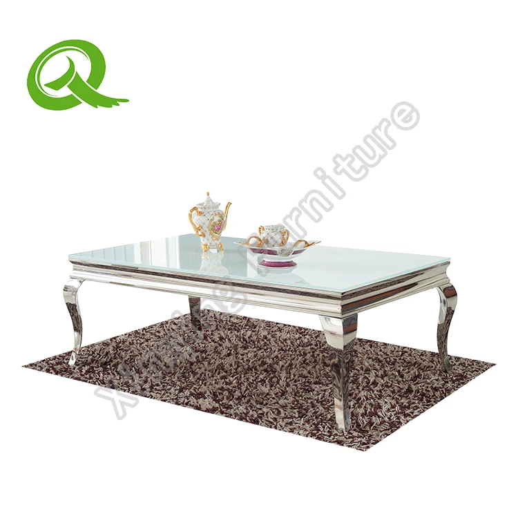
China manufacturer glass stainless steel legs fancy coffee table 