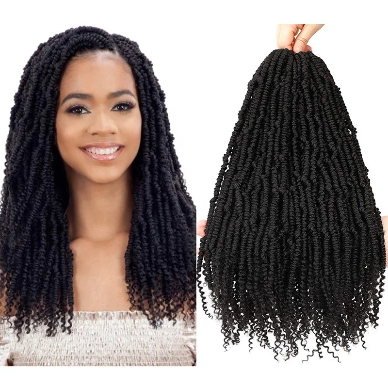 Bomb Twist Crochet Hair 18 Inch Spring Twist Crochet Braids Pre-looped Mini Passion Twist Braiding Hair Synthetic Hair Extension