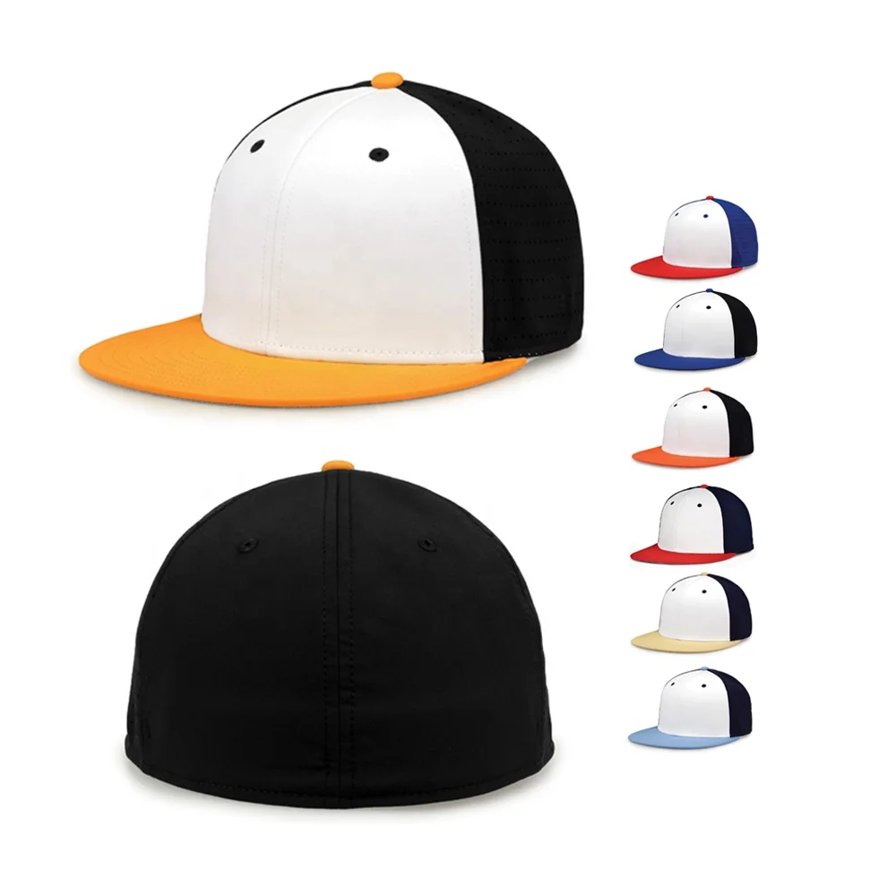 3 tone polyester closed back fitted mens dad hat cap 6 panel custom logo luxury flat bill flex fit sports gorras waterproof