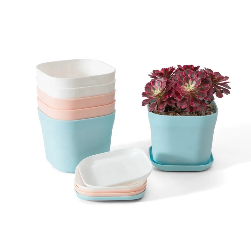 Plastic Flower Pots nursery Planters Pot Trays Small Square Succulent pots for plant