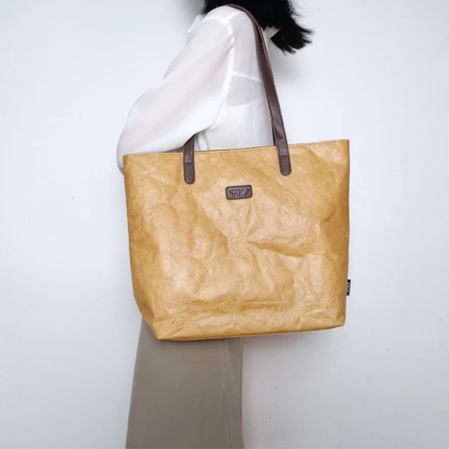 Custom Blank Large Waterproof Dupont Brown Paper Shopping Reusable Tyvek Tote Bag With Logo