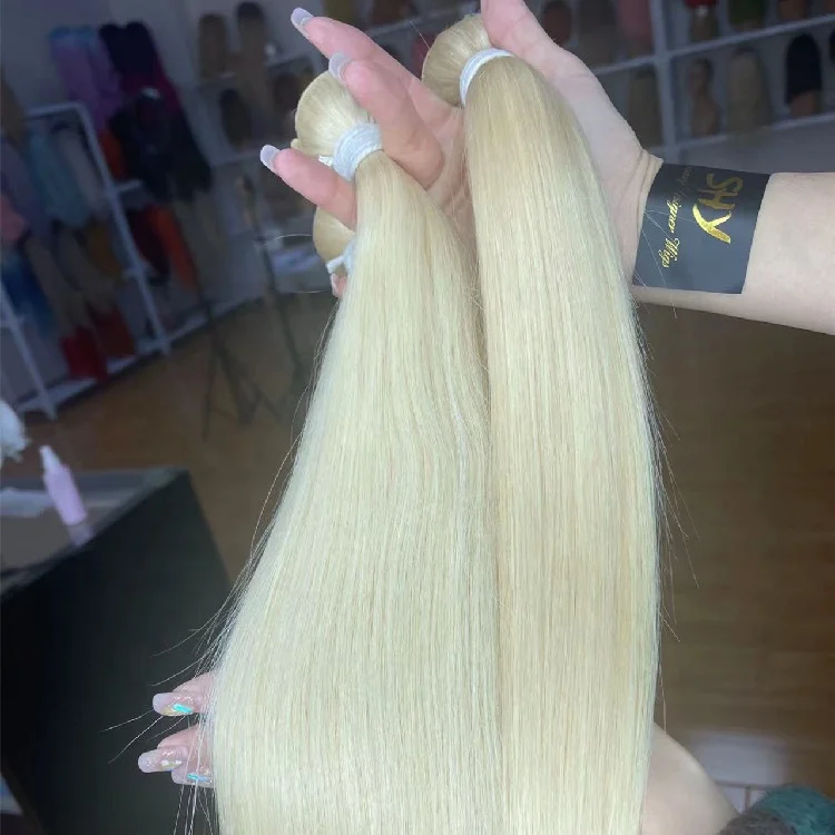 13A+ Top Grade Human Raw Virgin Cuticle Aligned Blonde Hair Bundles Can Make 60 A Curly Texture