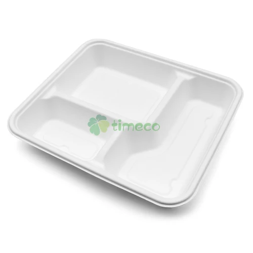 Hot Sale Food Tray Lunch Box 3 Compartment Food Container Compostable Bagasse 3 Compartment Food Tray With Compartments