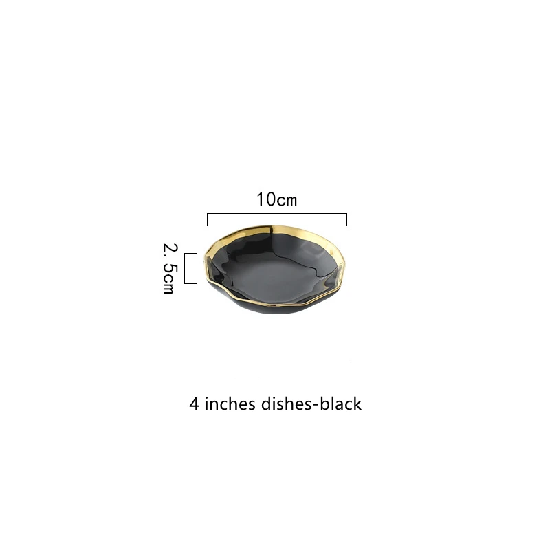 Ruili RL-R190807 Plates Sets Dinnerware Ceramic Porcelain Cheap Dishes set Dinnerware for Saucers Pure Color with Gold Edge