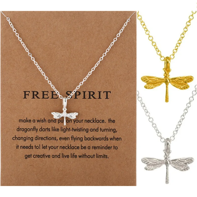 High Quality Valentines Card Dragonfly Animal Pendants Women Choker Plated Butterfly Necklace Gold Silver Vintage Mama Bird Owl
