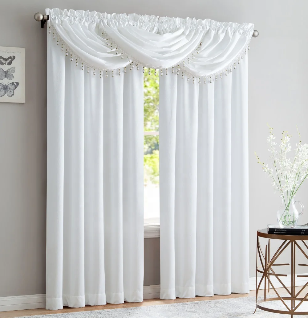 Europe Simple Luxury Gold Color Satin Crush Designers Valance  Set Curtains for Living Room