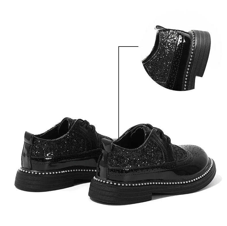 Детская кожаная обувь, кожаная мягкая подошва для детей, новинка, весна-осень, для выступлений, чёрная, для маленьких мальчиков, для студентов на английском, лето