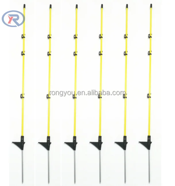 UV stabilized 10mm fiberglass posts with metal spike use with polywire /Cheap temporary removable fiberglass fence post