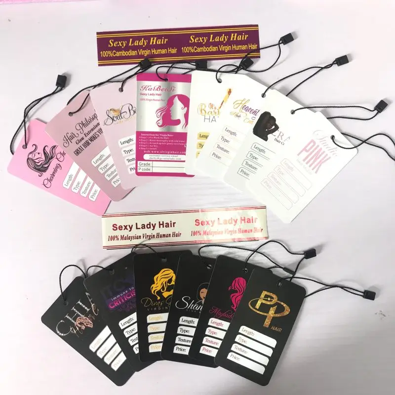 WHOLESALE Free Sample Free Desgin Your Label,Human Extension custom Hair Packaging bundle wraps ,Private Label wigs tags
