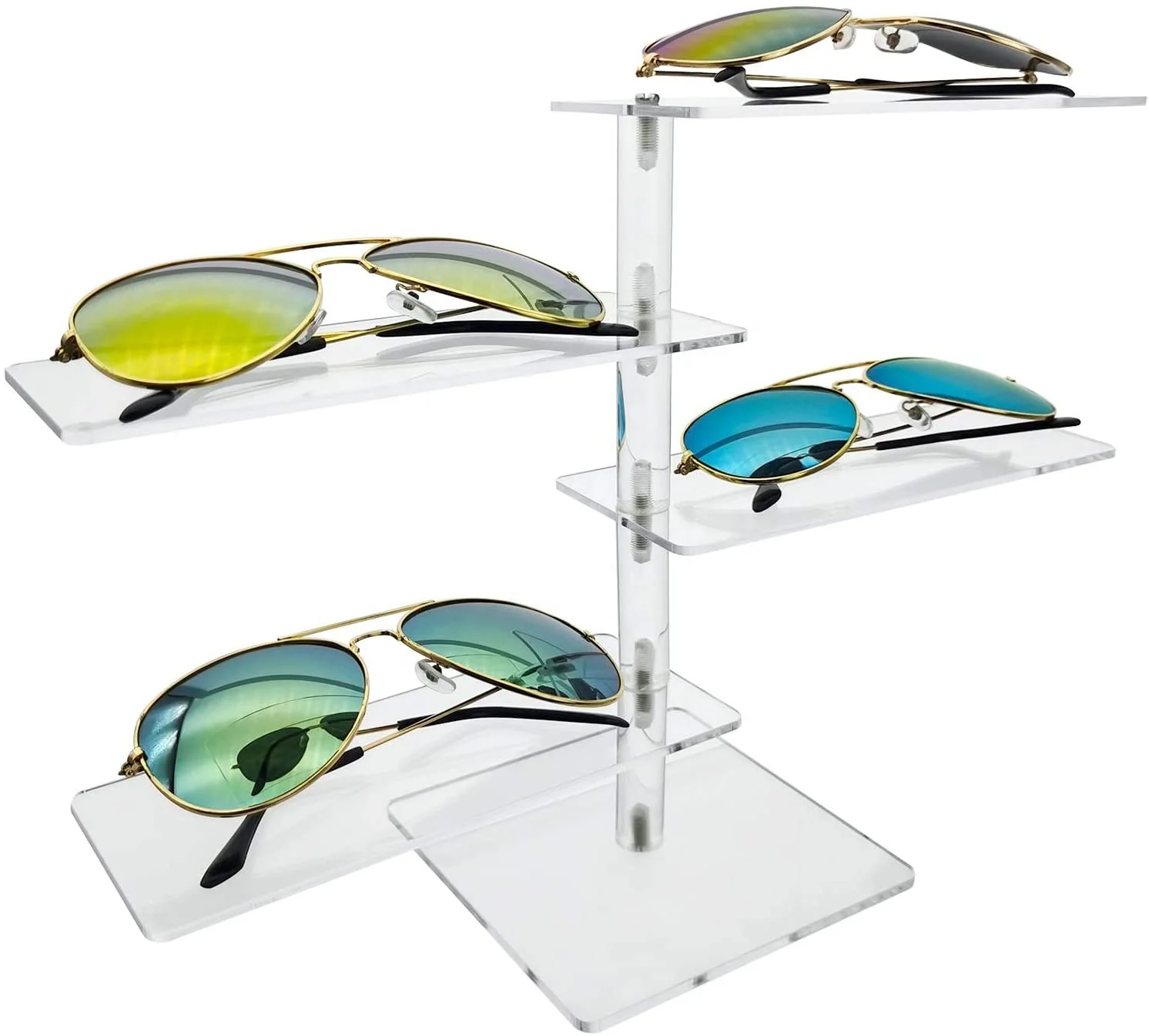 Acrylic Eyeglasses Sunglasses Display Case Organizer Box Eyewear Rack Holder 4 Tier Storage Tray for Men Women
