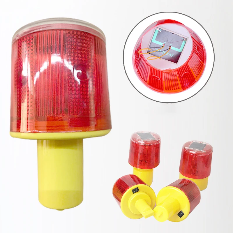 Red Construction Solar Powered Traffic Cone Emergency Warning Light Led Safety Signal Beacon