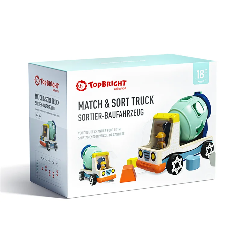 Topbright New Kids Beech Wood Car Toys Colorful Counting Blocks Shape Match Educational Toys For Baby