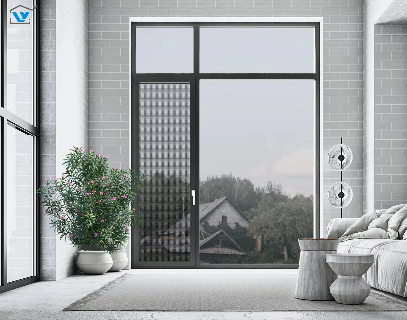 Double tempered glass aluminum alloy ultra-thin casement window horizontal opening impact resistance thermal breakage