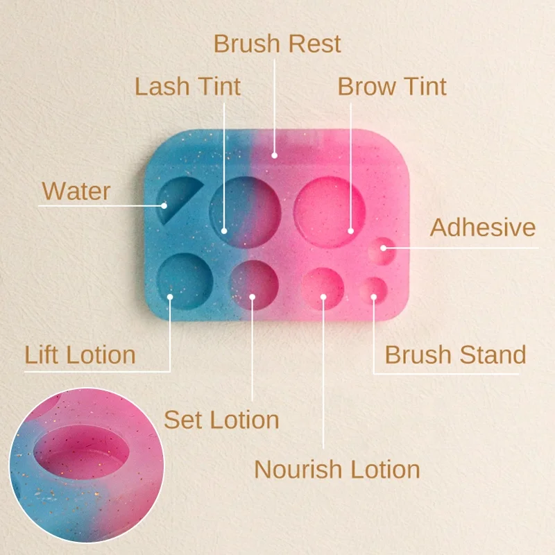 Lash Lift Palette Colorful Brow Soft 9 Function Reusable Glitter Tint Dish eyebrow Perm Eyelash Lifting Silicone Palette pallet