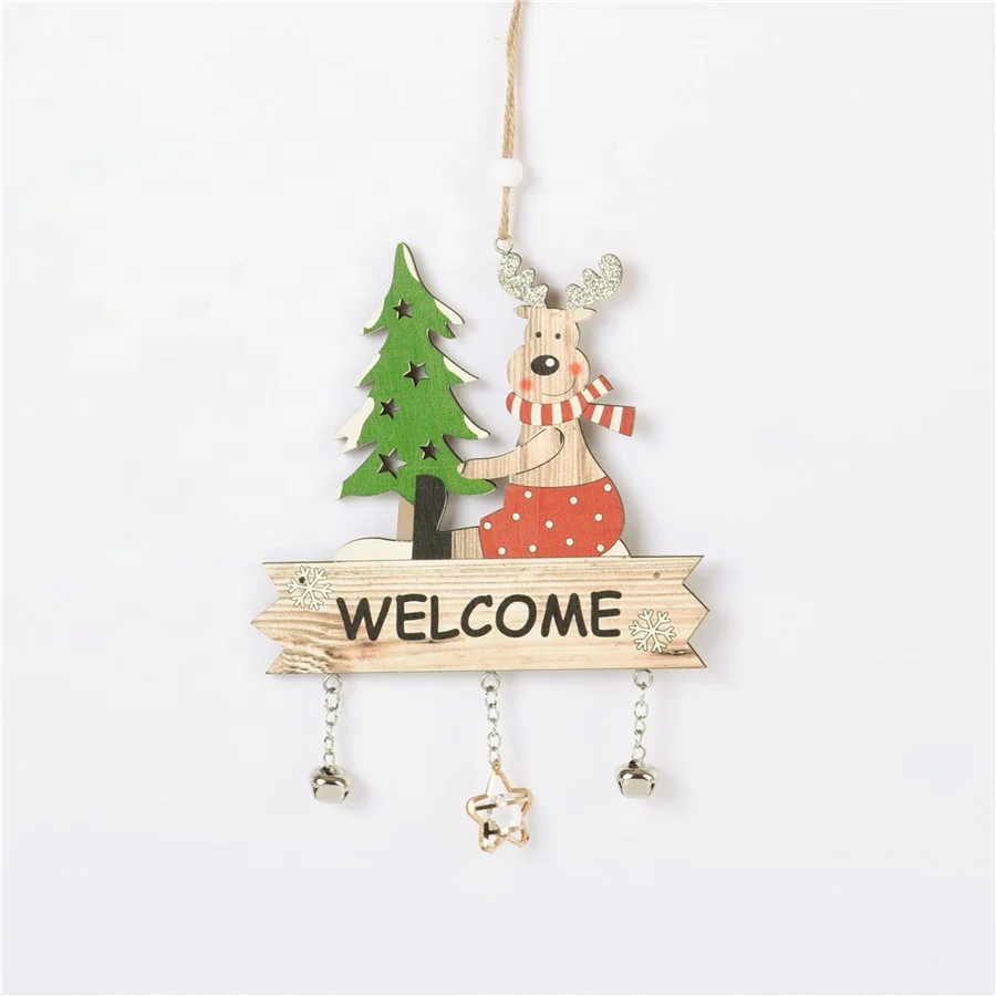 
Christmas Pendant Wooden Christmas Tree Decorations Christmast Ornament Silk Screen Printing 4 Color Home Elegance 